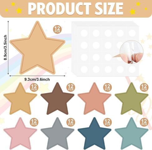 108 Pcs Paper Star Cutouts 3.5 Inch Double Printed Star DIY Craft Boho Bulletin Board Classroom Wall Decorations (Boho Dark 108) in Saudi Arabia