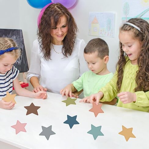 108 Pcs Paper Star Cutouts 3.5 Inch Double Printed Star DIY Craft Boho Bulletin Board Classroom Wall Decorations (Boho Dark 108) in Saudi Arabia