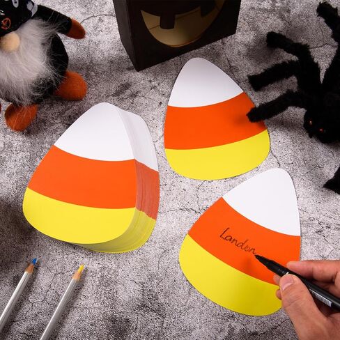 FOBSME 100 PCS Halloween Candy Corn Clutouts 5.91x4.33 inch paper paper corny corn die cuts halloween board decorations with glue points for diy class class cholar school window decor in Saudi Arabia