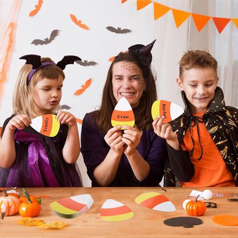 FOBSME 100 PCS Halloween Candy Corn Clutouts 5.91x4.33 inch paper paper corny corn die cuts halloween board decorations with glue points for diy class class cholar school window decor in Saudi Arabia