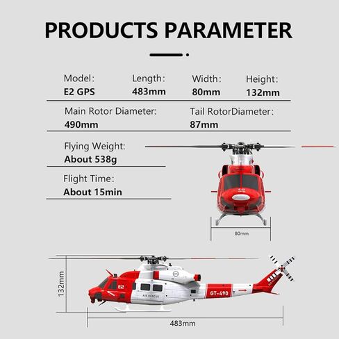 Goosky E2 UH-1Y RC Helicopter ، 2.4G 6CH Dual Dual Simully Scontunt Model مع GPS ، عودة مفتاح واحد (إصدار RTF) in Saudi Arabia