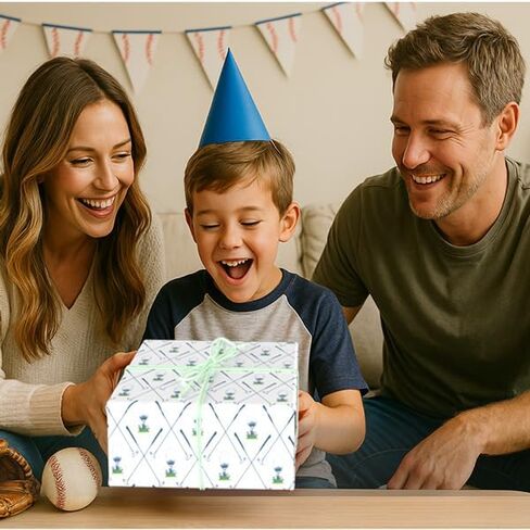 WAPLIGHAL Golf Wrapping Paper for Kids Men - Blue Golf Club and Ball Design - 28 x 40 Inches - Perfect for Birthdays, Holidays, and Father’s Day in Kuwait