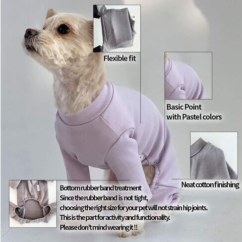 Basic Dog Pajamas Pastel Durable and Elastic Dog Onesie Apparel Outfits Doggie Jammies (Large, Purple) in Kuwait
