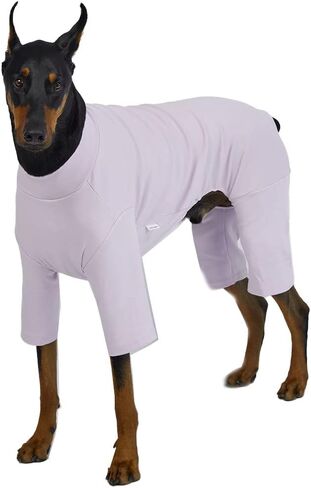 Basic Dog Pajamas Pastel Durable and Elastic Dog Onesie Apparel Outfits Doggie Jammies (Large, Purple) in Kuwait