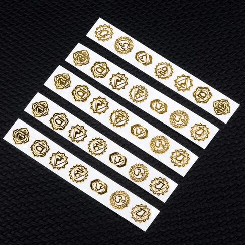 Lumisoul 5 PCs شقرا رمز أنماط ملصقات معدنية ، أقراص محفورة للنحاس من 7 قطع ، 1-1.3 سم شارات الطاقة اليوغا ريكي ، بقع نحاسية محفورة للشفاء ، الشبكة البلورية ، ديكور التأمل in Saudi Arabia