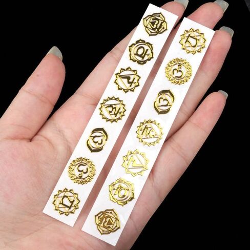 Lumisoul 5 PCs شقرا رمز أنماط ملصقات معدنية ، أقراص محفورة للنحاس من 7 قطع ، 1-1.3 سم شارات الطاقة اليوغا ريكي ، بقع نحاسية محفورة للشفاء ، الشبكة البلورية ، ديكور التأمل in Saudi Arabia