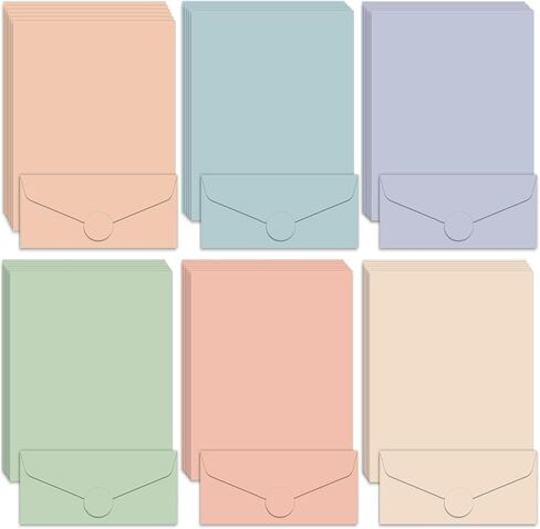 120 Pcs Manilla Stationary Letter and Envelopes Set Include 60 Pastel Computer Paper and 60 Envelopes Colored Stationery for Boho Letter Writing Printer Note Paper for Classroom School Office 8.5 x 11 in Saudi Arabia