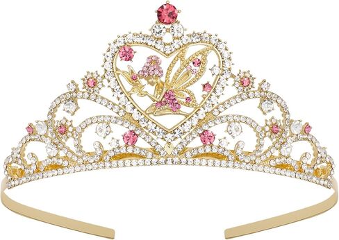 Sweetv Tiaras for Little Girls ، Princess Gold Crown for Flower Fairy ، عصابة Tinkerbell للأطفال ، وشعر Rhinestone للطفل ، وملحقات الشعر للفتيات Halloween Cosplay in Saudi Arabia