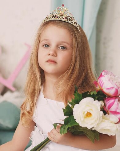 Sweetv Tiaras for Little Girls ، Princess Gold Crown for Flower Fairy ، عصابة Tinkerbell للأطفال ، وشعر Rhinestone للطفل ، وملحقات الشعر للفتيات Halloween Cosplay in Saudi Arabia