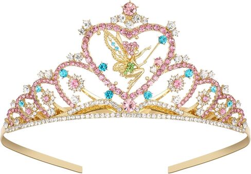 Sweetv Tiaras for Little Girls ، Princess Gold Crown for Flower Fairy ، عصابة Tinkerbell للأطفال ، وشعر Rhinestone للطفل ، وملحقات الشعر للفتيات Halloween Cosplay in Kuwait