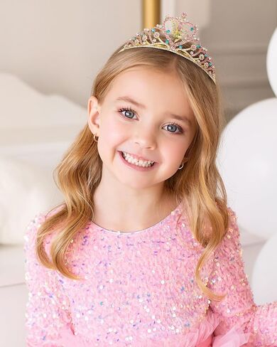 Sweetv Tiaras for Little Girls ، Princess Gold Crown for Flower Fairy ، عصابة Tinkerbell للأطفال ، وشعر Rhinestone للطفل ، وملحقات الشعر للفتيات Halloween Cosplay in Kuwait