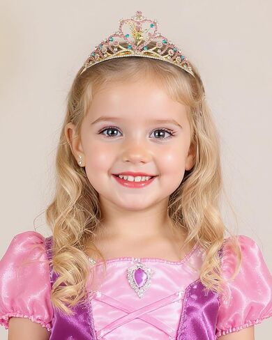 Sweetv Tiaras for Little Girls ، Princess Gold Crown for Flower Fairy ، عصابة Tinkerbell للأطفال ، وشعر Rhinestone للطفل ، وملحقات الشعر للفتيات Halloween Cosplay in Kuwait