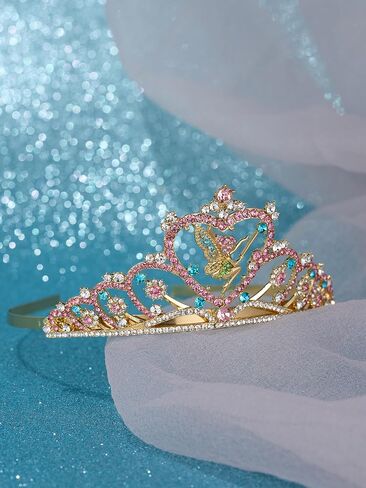 Sweetv Tiaras for Little Girls ، Princess Gold Crown for Flower Fairy ، عصابة Tinkerbell للأطفال ، وشعر Rhinestone للطفل ، وملحقات الشعر للفتيات Halloween Cosplay in Kuwait