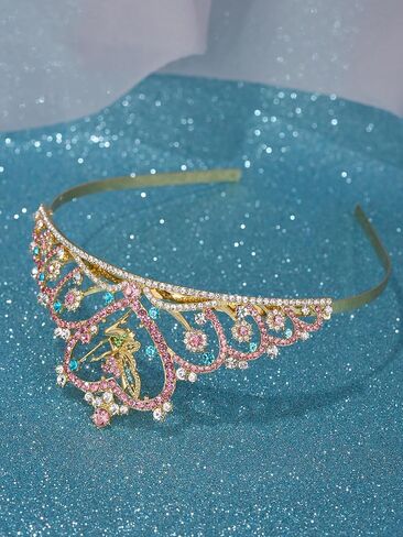 Sweetv Tiaras for Little Girls ، Princess Gold Crown for Flower Fairy ، عصابة Tinkerbell للأطفال ، وشعر Rhinestone للطفل ، وملحقات الشعر للفتيات Halloween Cosplay in Kuwait