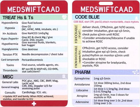 ACLS CPR Code Blue ID Nurse Badge Buddy Card, Essential Reference Card for RNs, EMTs & Nursing Professionals in Saudi Arabia