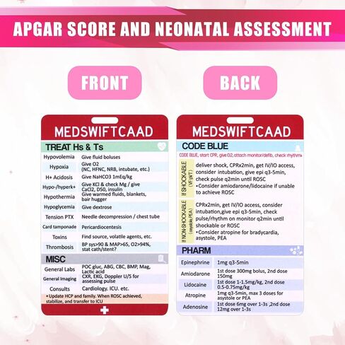 ACLS CPR Code Blue ID Nurse Badge Buddy Card, Essential Reference Card for RNs, EMTs & Nursing Professionals in Saudi Arabia