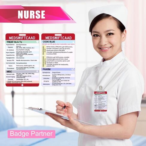 ACLS CPR Code Blue ID Nurse Badge Buddy Card, Essential Reference Card for RNs, EMTs & Nursing Professionals in Saudi Arabia