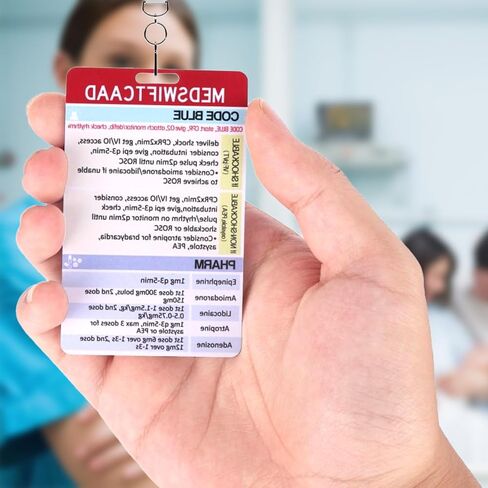 ACLS CPR Code Blue ID Nurse Badge Buddy Card, Essential Reference Card for RNs, EMTs & Nursing Professionals in Saudi Arabia