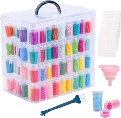 Diamond Painting Storage Container, 4-Tier Bead Organizer Box with 200 Slots, Stackable Crafts Organizers for DIY Diamond Art Accessories Craft Jewelry Bead Storage in Kuwait