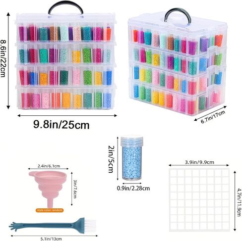 Diamond Painting Storage Container, 4-Tier Bead Organizer Box with 200 Slots, Stackable Crafts Organizers for DIY Diamond Art Accessories Craft Jewelry Bead Storage in Kuwait