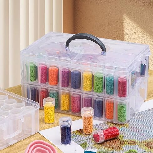 Diamond Painting Storage Container, 4-Tier Bead Organizer Box with 200 Slots, Stackable Crafts Organizers for DIY Diamond Art Accessories Craft Jewelry Bead Storage in Kuwait