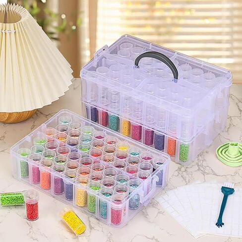Diamond Painting Storage Container, 4-Tier Bead Organizer Box with 200 Slots, Stackable Crafts Organizers for DIY Diamond Art Accessories Craft Jewelry Bead Storage in Kuwait