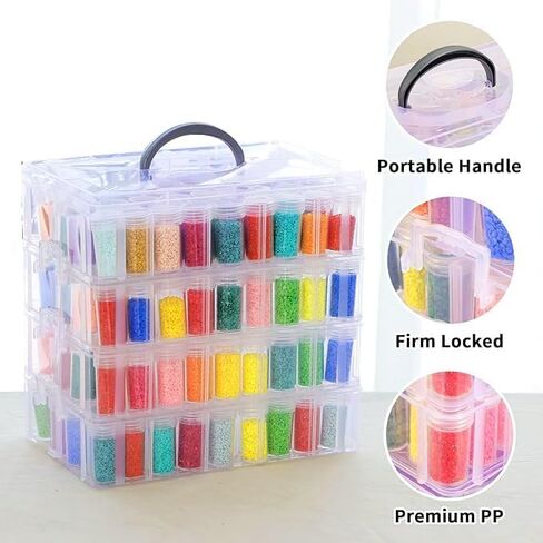 Diamond Painting Storage Container, 4-Tier Bead Organizer Box with 200 Slots, Stackable Crafts Organizers for DIY Diamond Art Accessories Craft Jewelry Bead Storage in Kuwait