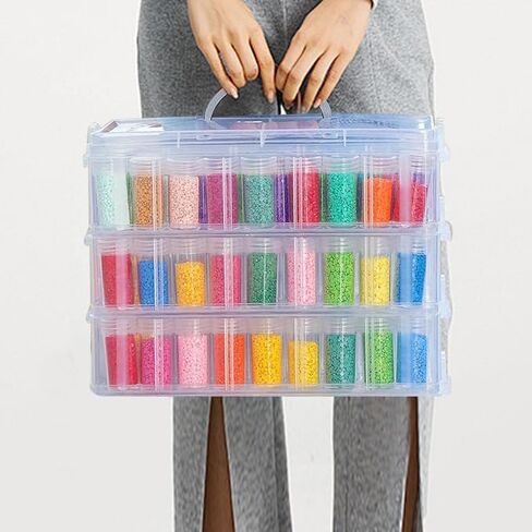 Diamond Painting Storage Container, 4-Tier Bead Organizer Box with 200 Slots, Stackable Crafts Organizers for DIY Diamond Art Accessories Craft Jewelry Bead Storage in Kuwait