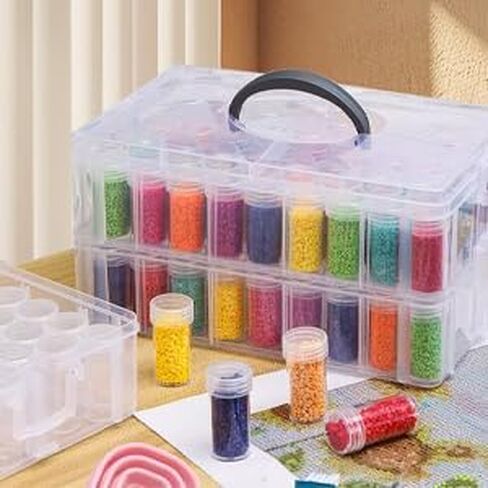 Diamond Painting Storage Container, 4-Tier Bead Organizer Box with 200 Slots, Stackable Crafts Organizers for DIY Diamond Art Accessories Craft Jewelry Bead Storage in Kuwait