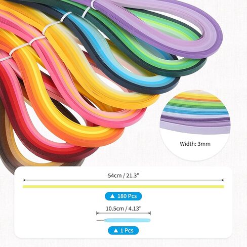 طقم Quilling Meccanixity ، 21.3 بوصة 15 مم 36 ألوان شرائح الورق مع القلم الأزرق للمبتدئين أدوات تعليم اليدوية DIY الأدوات الزهرة (Multi Colored ، حزمة 180) in Saudi Arabia