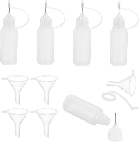 Meccanixity 5pcs زجاجة الضغط على إبرة الإبرة ، 15 مل/0.51 أوقية أونصة زجاجة غراء غراء بلاستيك زجاجة غراء سائل بلاستيكي للحرف الورقية واللوحة والزيت والحبر (الأسود ، مع 5 مسار) in Saudi Arabia