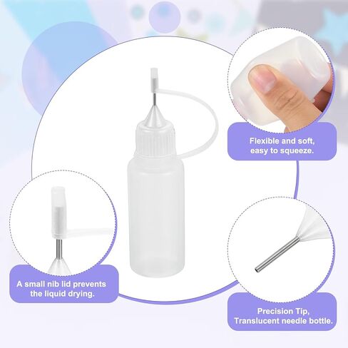Meccanixity 5pcs زجاجة الضغط على إبرة الإبرة ، 15 مل/0.51 أوقية أونصة زجاجة غراء غراء بلاستيك زجاجة غراء سائل بلاستيكي للحرف الورقية واللوحة والزيت والحبر (الأسود ، مع 5 مسار) in Saudi Arabia