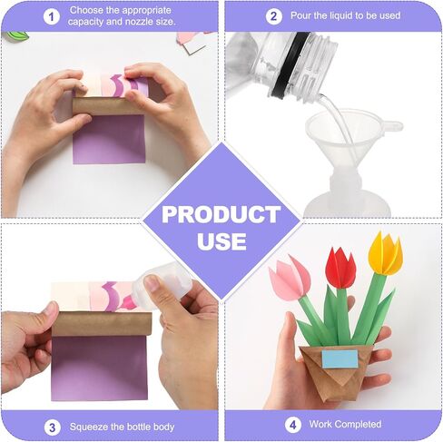 Meccanixity 5pcs زجاجة الضغط على إبرة الإبرة ، 15 مل/0.51 أوقية أونصة زجاجة غراء غراء بلاستيك زجاجة غراء سائل بلاستيكي للحرف الورقية واللوحة والزيت والحبر (الأسود ، مع 5 مسار) in Saudi Arabia