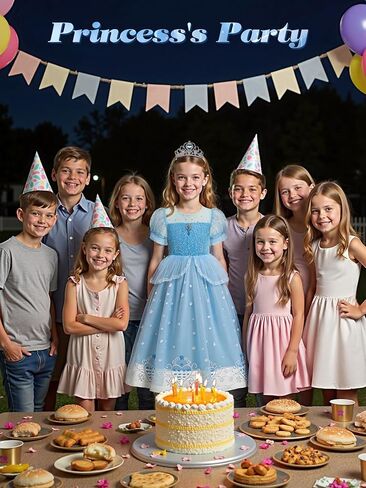AntDesign Princess Dresses for Girls with Crown Wand Bow Trailing Drag Princess Costumes for Party Cosplay in Saudi Arabia