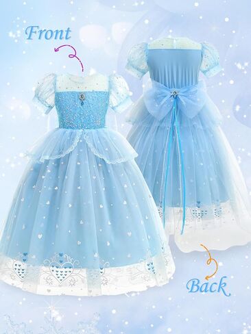 AntDesign Princess Dresses for Girls with Crown Wand Bow Trailing Drag Princess Costumes for Party Cosplay in Saudi Arabia