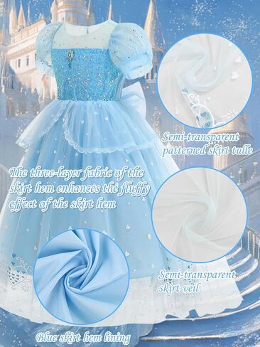 AntDesign Princess Dresses for Girls with Crown Wand Bow Trailing Drag Princess Costumes for Party Cosplay in Saudi Arabia