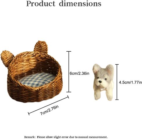 Dollhouse Furniture Pet Set 1:12 Scale 3 قطعة مصغرة Dollhouse Wicker Wicker Dog Bed & Pipe Cleaner Mini Schnauzer تمثال ووسادة فريدة من نوعها لعيد الميلاد لمدة 3 سنوات من البني - البني. in Kuwait