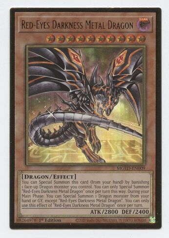 Red -Eyes Darkness Metal Dragon (Art Art) - Med -En009 - Premium Gold Rare - 1st Edition in Saudi Arabia