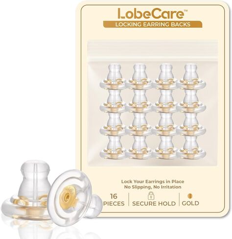Earring Backs, 18K Gold Silicone Locking Replacement Earring Backs for Studs, Secure Backs for Droopy Ears, Soft Hypoallergenic Design for Daily Comfort, 16 PCS in Kuwait