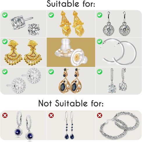 Earring Backs, 18K Gold Silicone Locking Replacement Earring Backs for Studs, Secure Backs for Droopy Ears, Soft Hypoallergenic Design for Daily Comfort, 16 PCS in Kuwait
