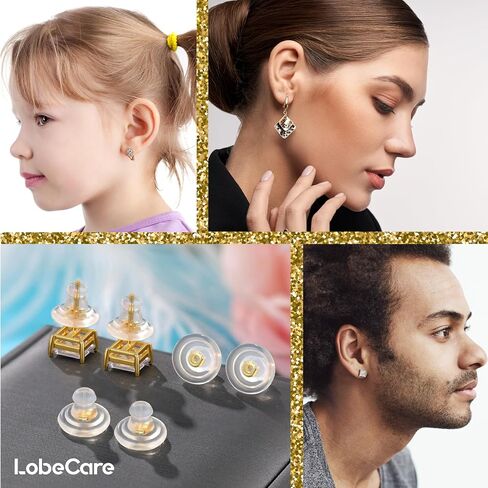 Earring Backs, 18K Gold Silicone Locking Replacement Earring Backs for Studs, Secure Backs for Droopy Ears, Soft Hypoallergenic Design for Daily Comfort, 16 PCS in Kuwait