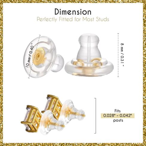 Earring Backs, 18K Gold Silicone Locking Replacement Earring Backs for Studs, Secure Backs for Droopy Ears, Soft Hypoallergenic Design for Daily Comfort, 16 PCS in Kuwait