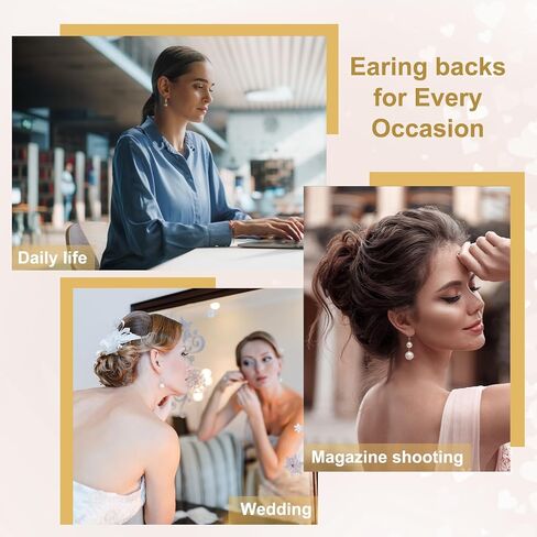 uxcell 12pcs Earring Backs, Silicone Clear Earring Backs Replacements Making Kit Locking Secure Earrings Back for Studs Droopy Earrings for Women Men, Golden in Saudi Arabia