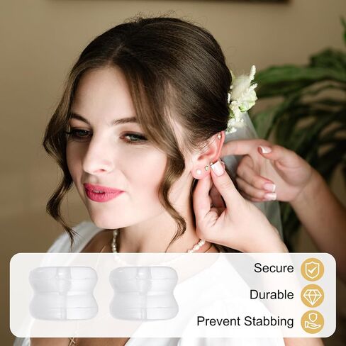 uxcell 12pcs Earring Backs, Silicone Clear Earring Backs Replacements Making Kit Locking Secure Earrings Back for Studs Droopy Earrings for Women Men, Golden in Saudi Arabia