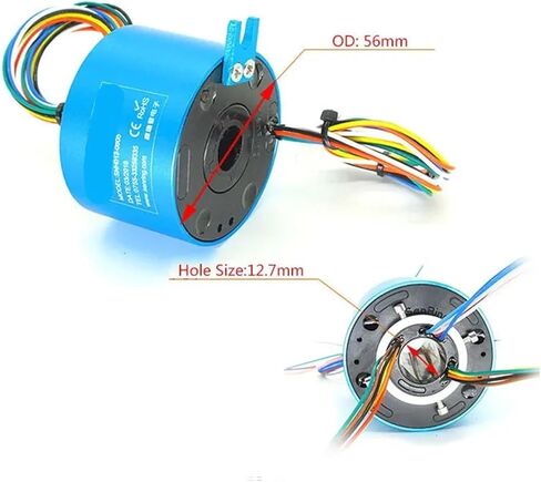 1pc Small Through Hole Slip Ring 12.7mm Bore Size 2/3/4/6 Wires 2A/5A/10A Precious Metal Contacts for Light Duty OD56mm(12.7X56mm 6CH 10A) in Saudi Arabia