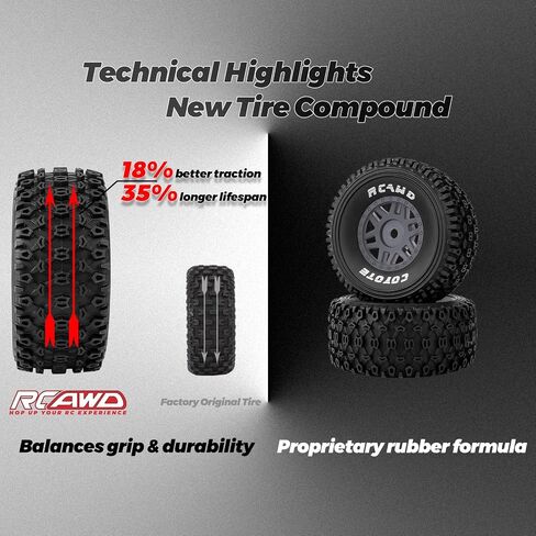 RCAWD 1/8 1/7 RC Short Course Truck & Buggy 17mm hex Adapter ، OD 126mm Wheels Pre-Glued Wheels ، for Traxxas UDR ، Arrma Mojave 4S 6S ، Losi TLR ، Hobao ، Xray ، Serpent 8SC ، FSR ATOM ، Tekno Progrades in Saudi Arabia