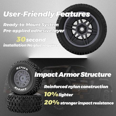 RCAWD 1/8 1/7 RC Short Course Truck & Buggy 17mm hex Adapter ، OD 126mm Wheels Pre-Glued Wheels ، for Traxxas UDR ، Arrma Mojave 4S 6S ، Losi TLR ، Hobao ، Xray ، Serpent 8SC ، FSR ATOM ، Tekno Progrades in Saudi Arabia