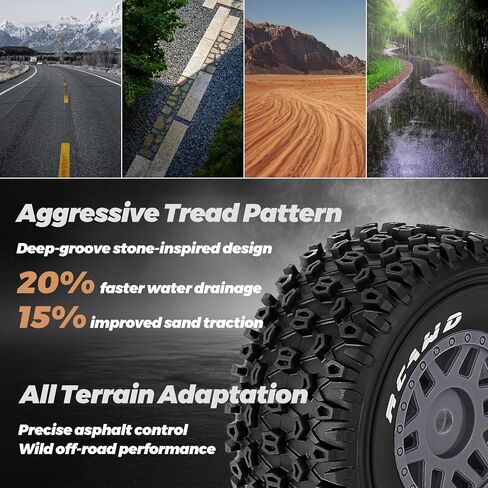 RCAWD 1/8 1/7 RC Short Course Truck & Buggy 17mm hex Adapter ، OD 126mm Wheels Pre-Glued Wheels ، for Traxxas UDR ، Arrma Mojave 4S 6S ، Losi TLR ، Hobao ، Xray ، Serpent 8SC ، FSR ATOM ، Tekno Progrades in Saudi Arabia