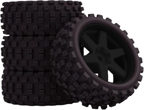Hexagonal Style Pre Glued Wheel and Tires Plastic Rim Rubber for 1/18 Typhon Grom 223S Series Upgrades Part Black in Saudi Arabia