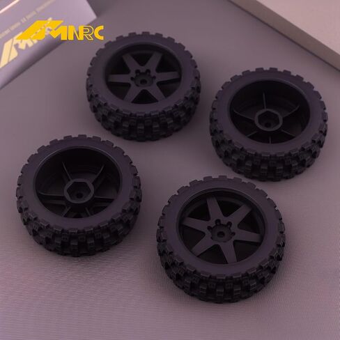 Hexagonal Style Pre Glued Wheel and Tires Plastic Rim Rubber for 1/18 Typhon Grom 223S Series Upgrades Part Black in Saudi Arabia